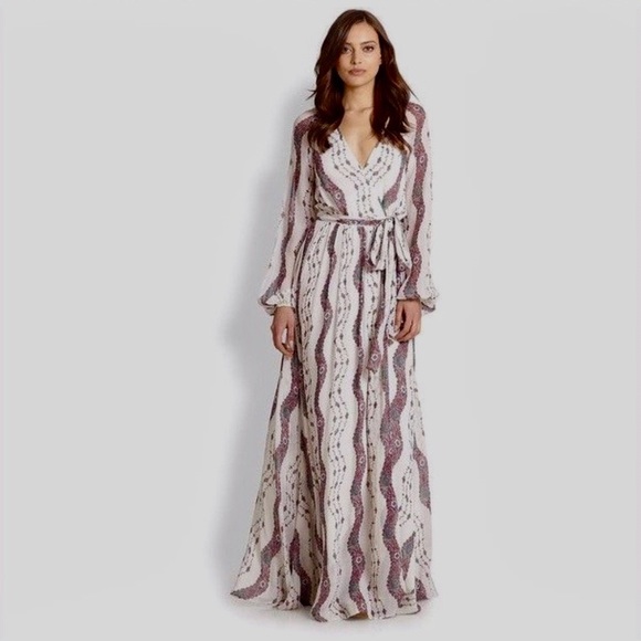 COPY - MARCHESA VOYAGE FLORAL SILK MAXI WRAP DRESS - Picture 16 of 16